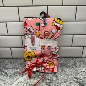 Disney Womens Medium Sleep Pant Pink‎ Winnie the Pooh Christmas Fleece Pockets